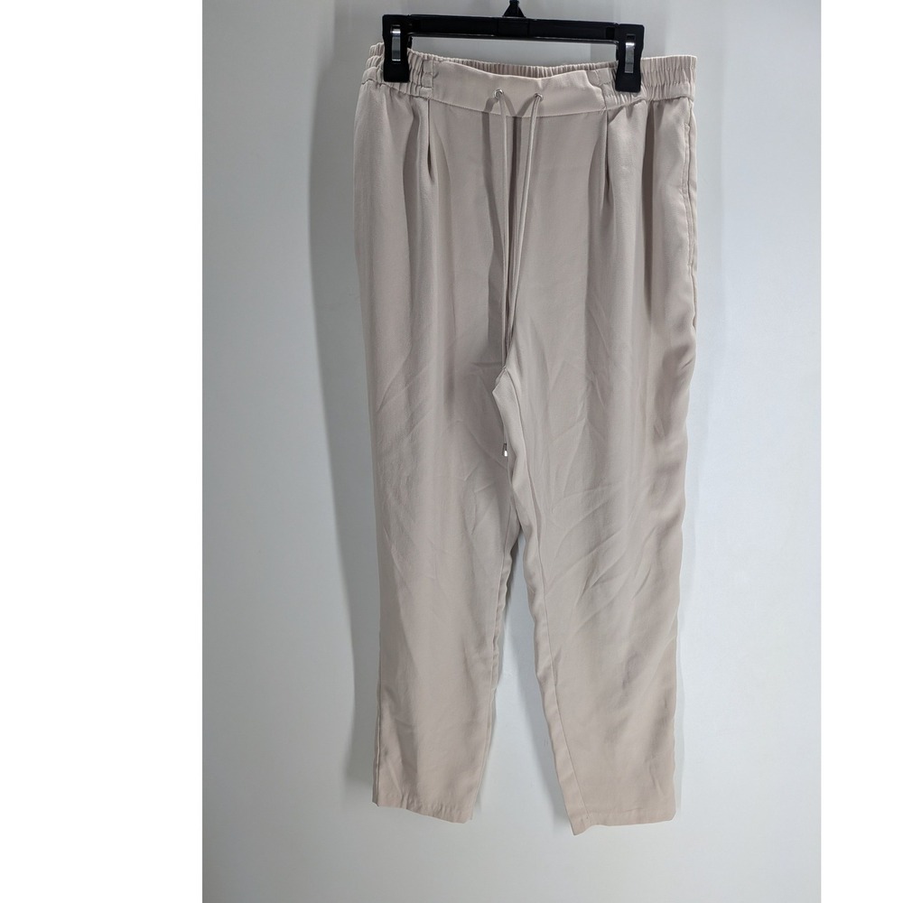 Zara Womens Beige High Waisted Drawstring Jogger Tapered Trousers Size XS